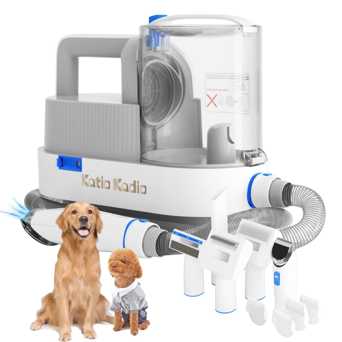 Dog Grooming Vacuum Kits with Multiple Tools - Electric Clipper Hair Dematting and Shedding 2.5L Large Capacity Dustbin 10Kpa Suction Low Noise - Pet Hair Solution for Dogs and Cats Pet Gifts