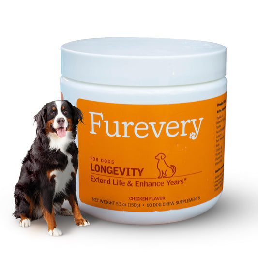 Furevery Chewable Dog Vitamins and Supplements – Daily Longevity Multivitamin for Dogs with Curcumin Taurine Trans-Resveratrol – Essential Vitamins for Dogs to Support Wellness and Vitality