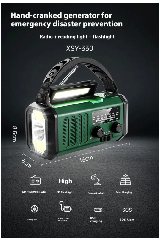 Emergency Solar Hand Crank Flashlight Radio