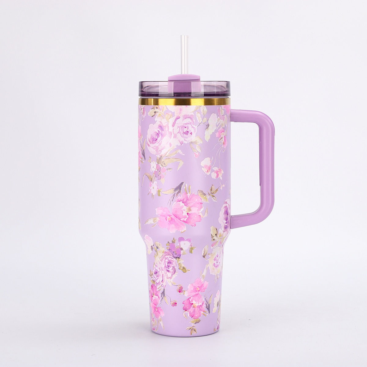 Portable Stainless Steel Car Tumbler with Straw, 1200ml