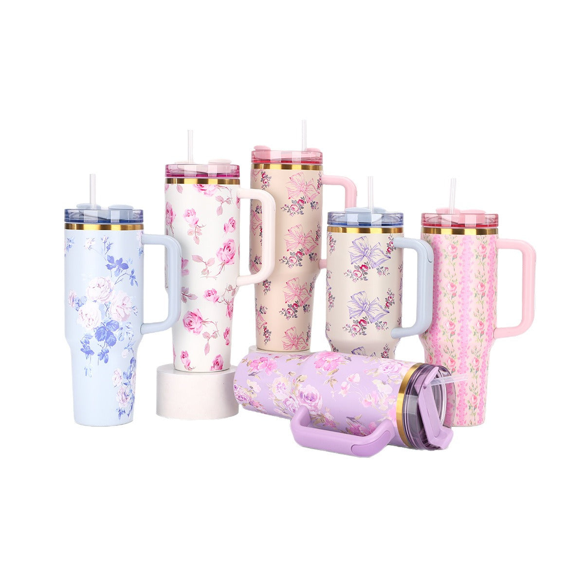 Portable Stainless Steel Car Tumbler with Straw, 1200ml