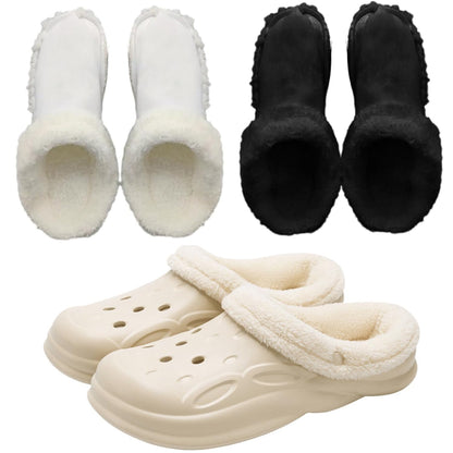 Winter Replacement Fur Insoles Warm Insoles 2 Pairs Unisex Home Slippers Insert Warm Insoles Removable and Washable Fur c Insoles for Shoes Boots Slippers. (Black + White 6.5-7)