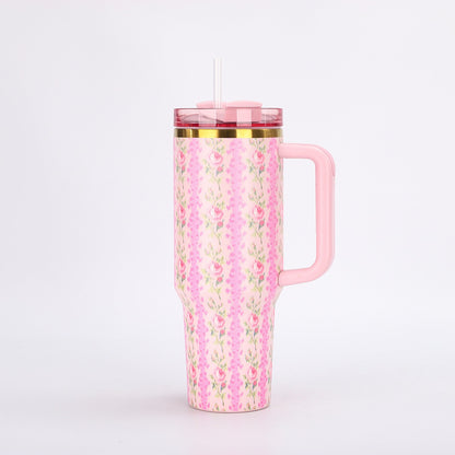 Portable Stainless Steel Car Tumbler with Straw, 1200ml