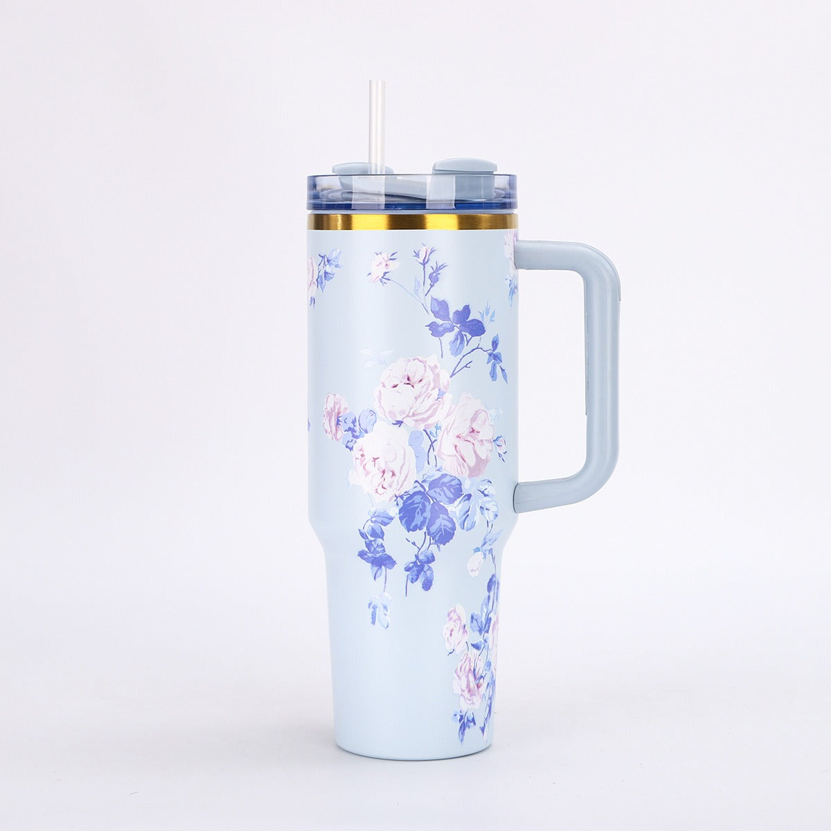 Portable Stainless Steel Car Tumbler with Straw, 1200ml