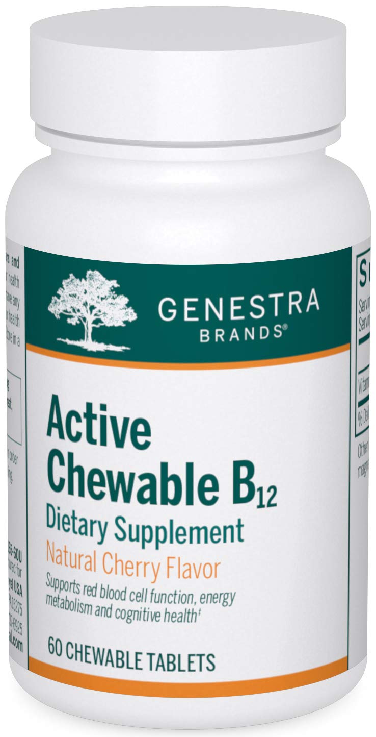 Genestra Brands Active Chewable B12 | Chewable Vitamin B12 Tablets | 60 Chewable Tablets | Natural Cherry Flavor