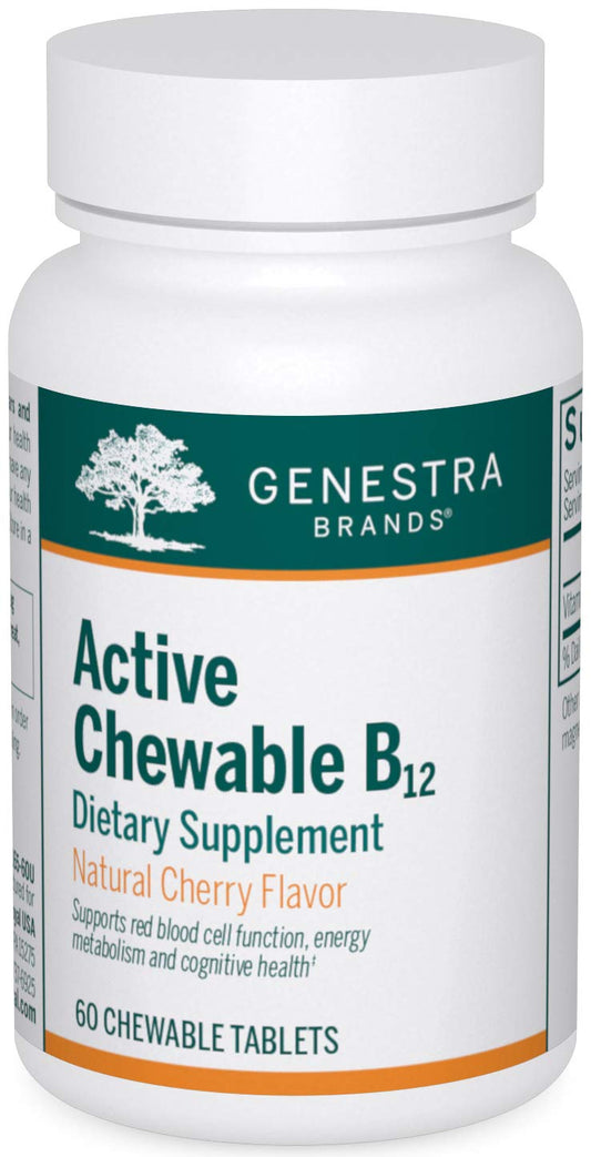 Genestra Brands Active Chewable B12 | Chewable Vitamin B12 Tablets | 60 Chewable Tablets | Natural Cherry Flavor