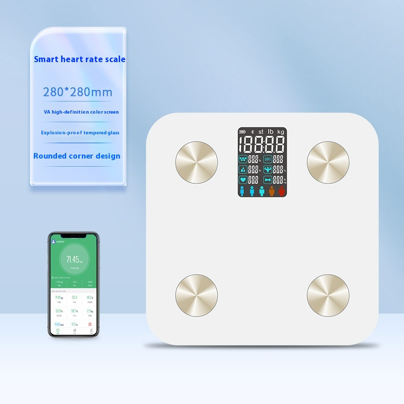 Smart VA Color Screen Heart Rate Body Electronic Scale High Precision Test Fat Body Fat Scale