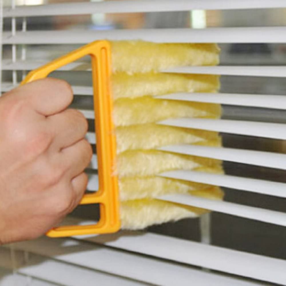 Blind Cleaner Brush Blinds Dust Shutters Mini Washable & Removable Window Air Conditioner Duster with 7 Slat Handheld Household Kitchen Cleaning Tools for Awnings Siding Vinyl Car Fan