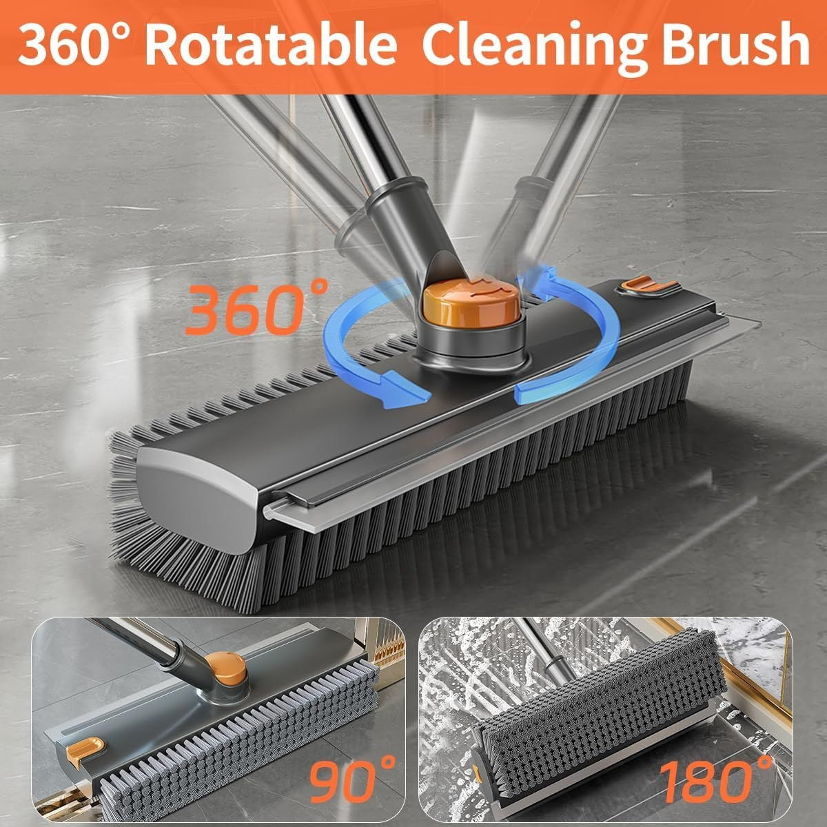 3-in-1 Floor Scrub Brush with Adjustable Handle