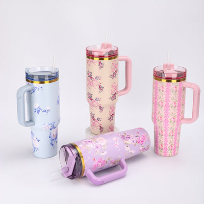Portable Stainless Steel Car Tumbler with Straw, 1200ml