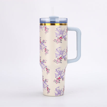 Portable Stainless Steel Car Tumbler with Straw, 1200ml