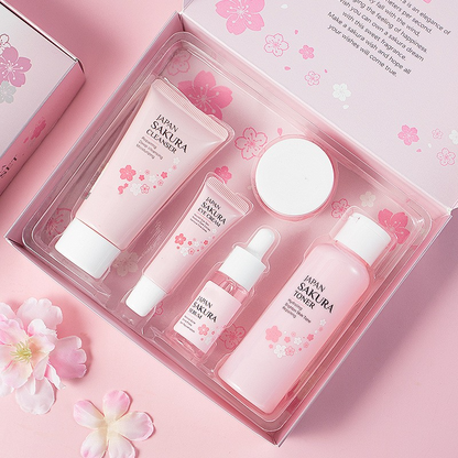Japan Sakura 5-Piece Skincare Set – Cleanser, Toner, Serum, Eye Cream & Moisturizer