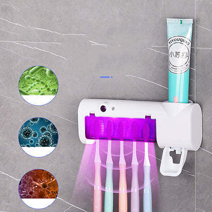 Toothbrush Sterilizer, Holder, Automatic Toothpaste Dispenser