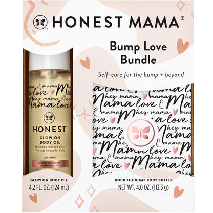 The Honest Company Honest Mama Body + Belly Bump Love Bundle | Moisturizing Plant-Based Oil + Stretch Mark Butter Cream