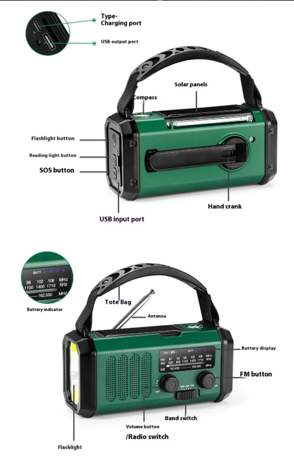 Emergency Solar Hand Crank Flashlight Radio