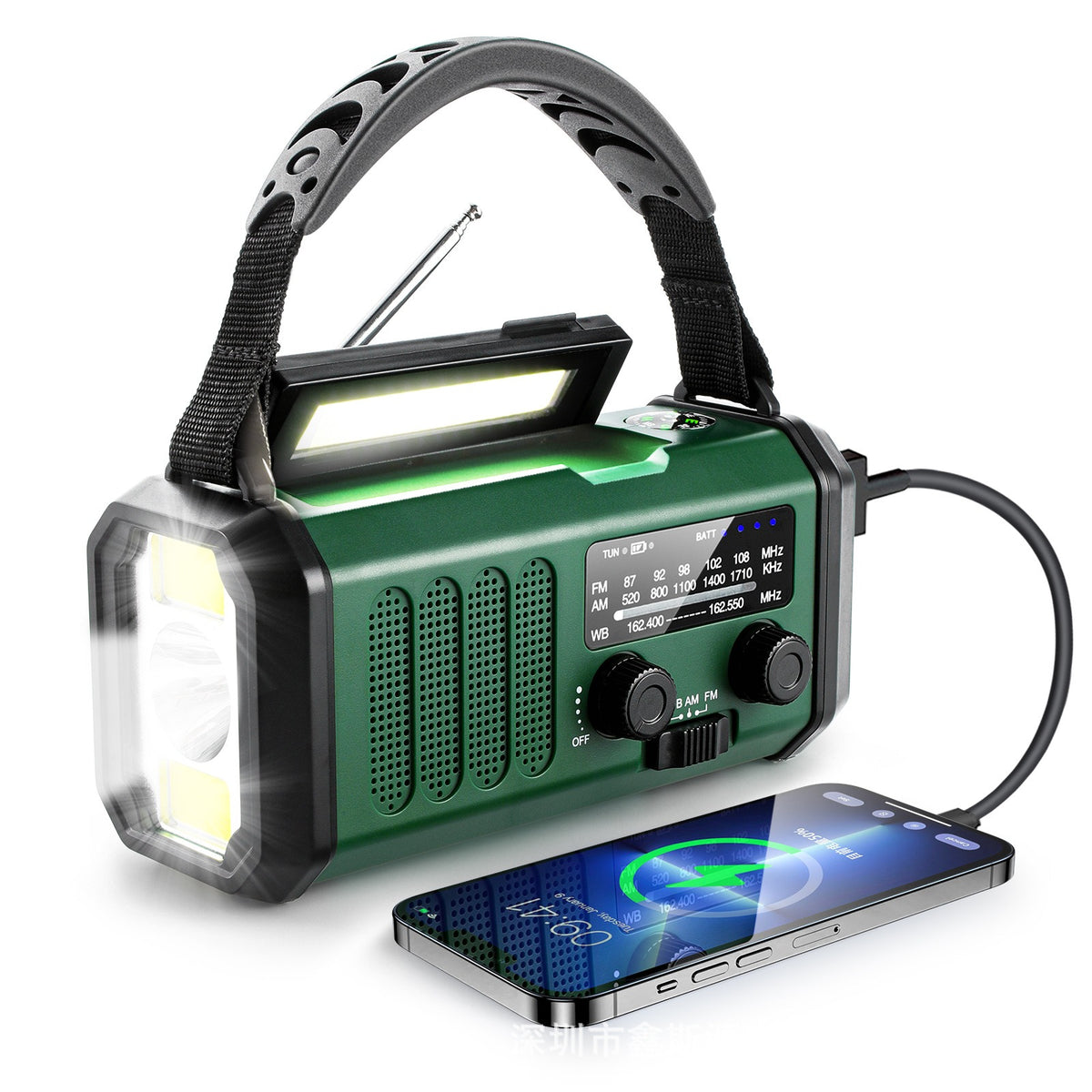 Emergency Solar Hand Crank Flashlight Radio