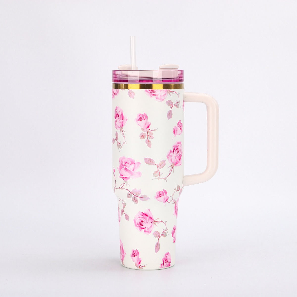 Portable Stainless Steel Car Tumbler with Straw, 1200ml