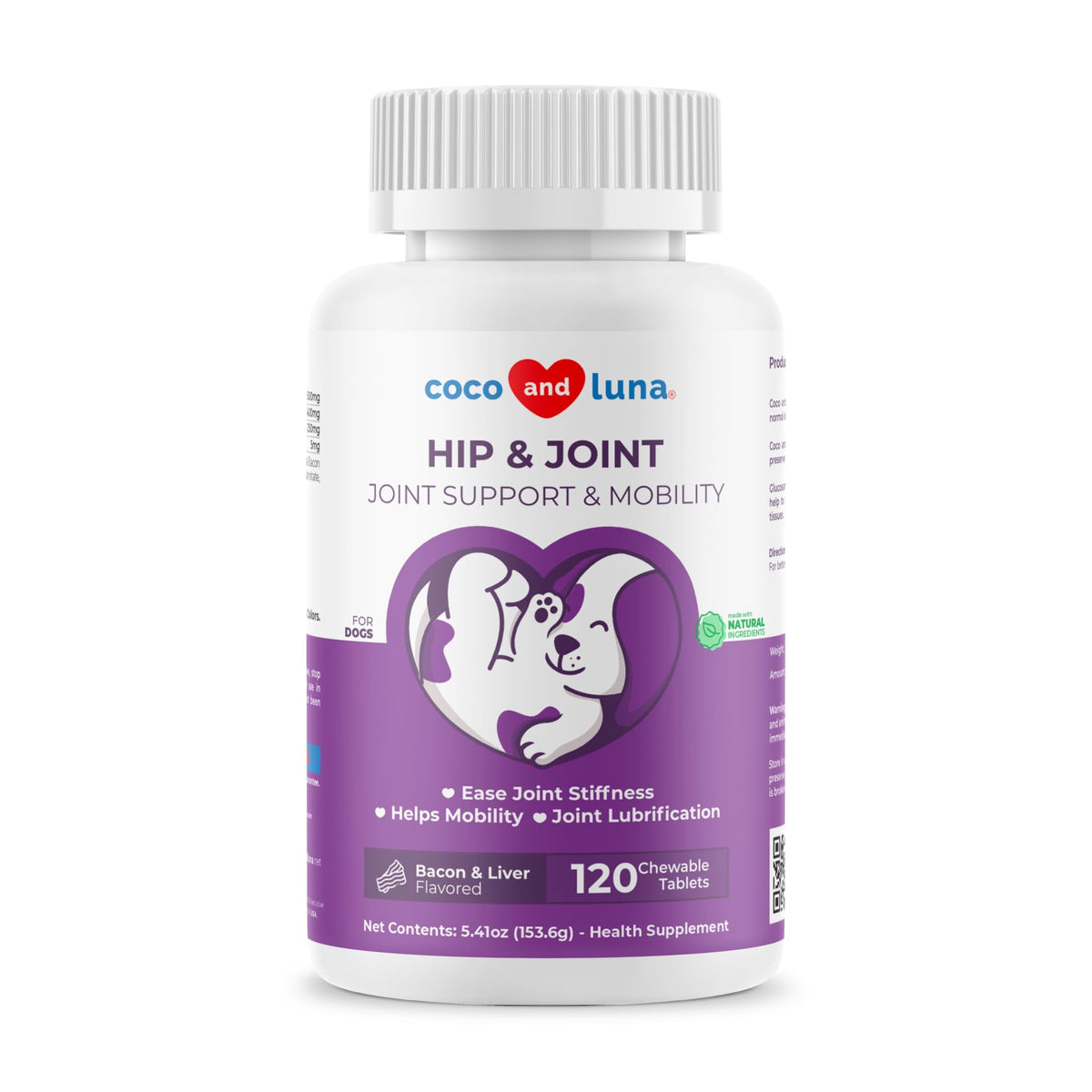 Joint Supplement for Dogs - 120 Chewable Tablets - with Glucosamine Chondroitin MSM and Manganese Hip and Joint Supplement for Dogs Mobility Support and Dog Joint Pain Relief