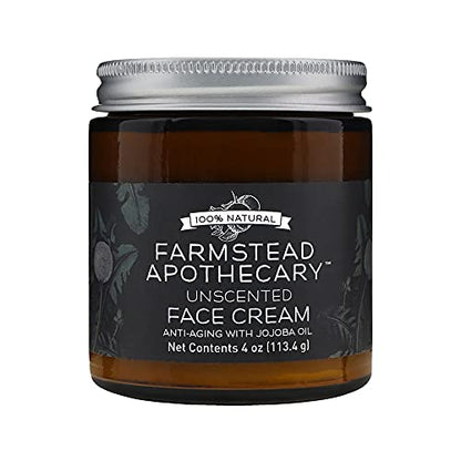 Farmstead Apothecary 100% Natural Anti-Aging Face Cream with Jojoba Oil 4 oz (Unscented)