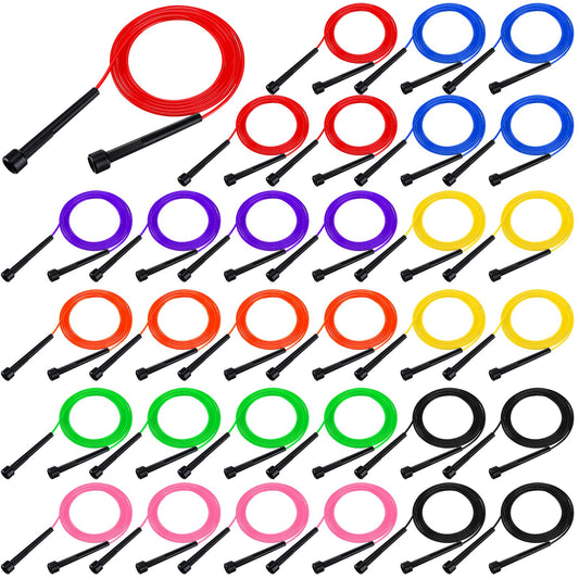 Xinnun 32 Pcs PVC Jump Ropes for Fitness 9.2 ft Adjustable Skipping Rope Versatile Unbreakable Rope with Plastic Handle for Women Men Endurance Training Cardio Exercise Workout(Simple Color)