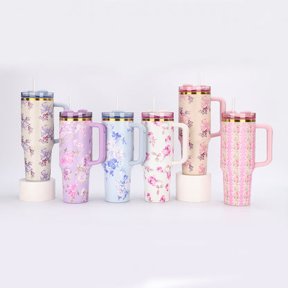 Portable Stainless Steel Car Tumbler with Straw, 1200ml