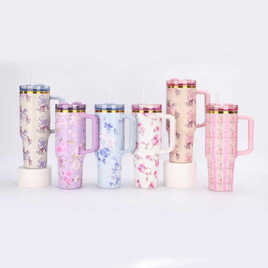 Portable Stainless Steel Car Tumbler with Straw, 1200ml