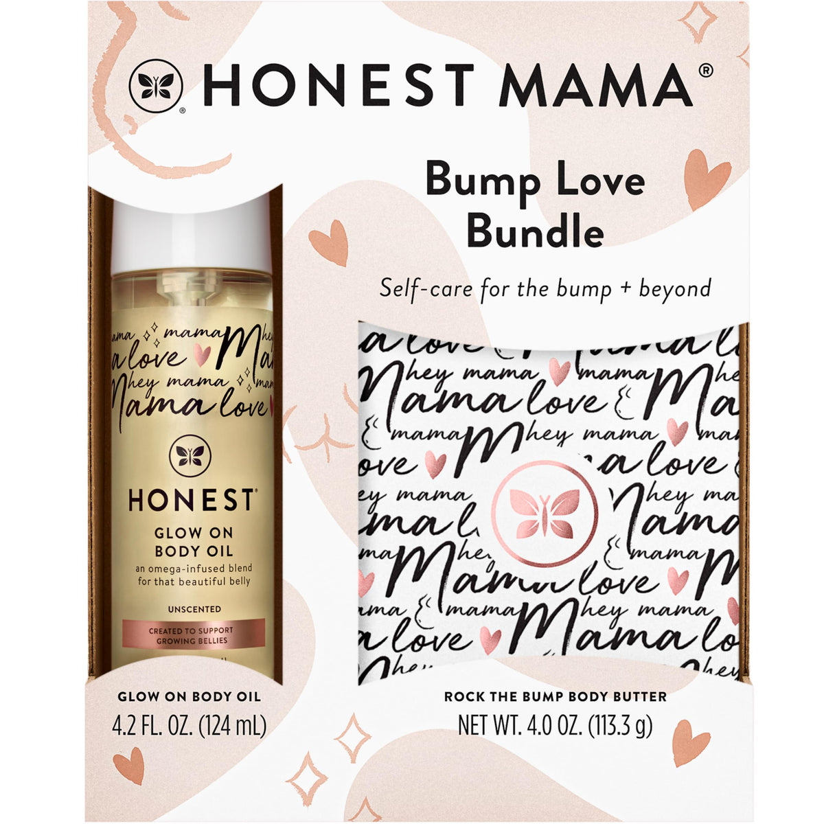 The Honest Company Honest Mama Body + Belly Bump Love Bundle | Moisturizing Plant-Based Oil + Stretch Mark Butter Cream
