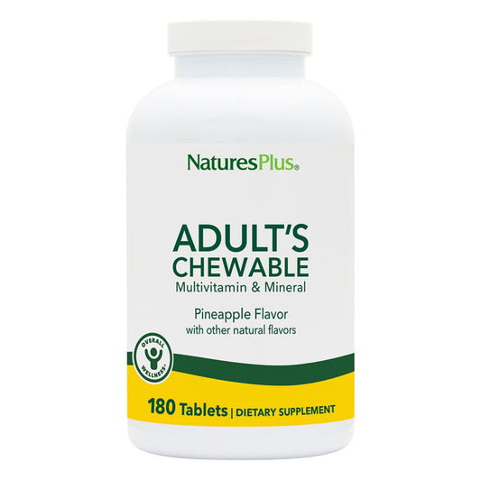 NaturesPlus Adults Chewable Multivitamin - 180 Vegetarian Tablets - Pineapple Flavor - Natural Whole Foods Supplement for Overall Health Energy - Gluten-Free - 180 Servings