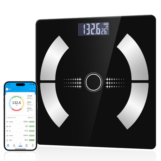 Digital Simple and Practical Body Fat Scale with Led Display Bathroom Scale (Black)