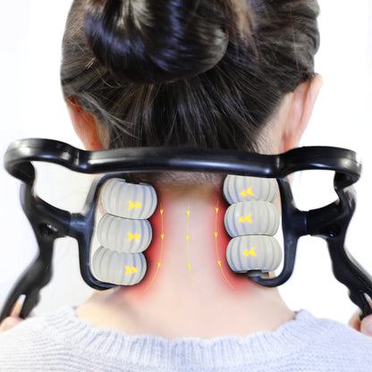 NOLIPEM Cervical Spine Neck Massager Roller:6 Balls Massage Point Roller Deep Preesure Relief Handheld Neckbud Massager for Neck Back Shoulder Waist Legs