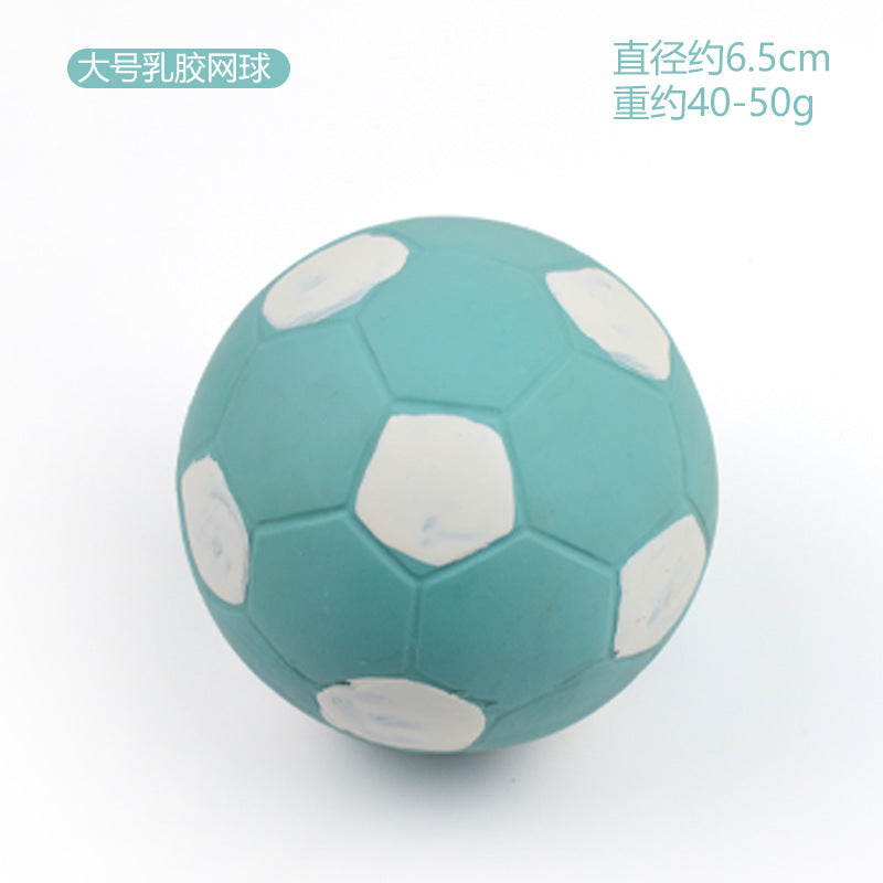 Latex Dog Chew Toy - Squeaky Rubber Football Ball