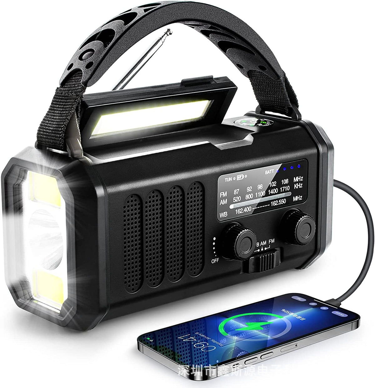 Emergency Solar Hand Crank Flashlight Radio