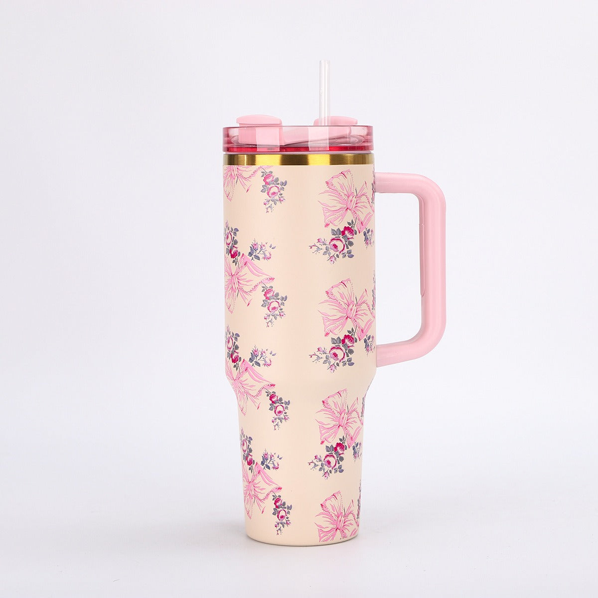 Portable Stainless Steel Car Tumbler with Straw, 1200ml