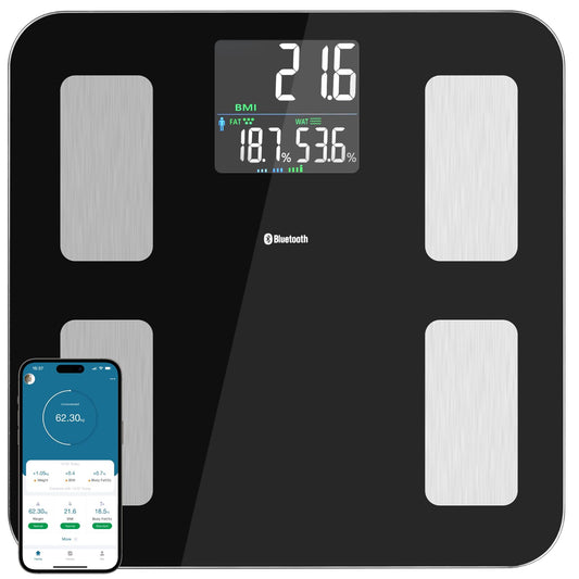 Smarty Scale Smart Scale with BMI Body Fat Muscle Mass Bathroom Scale Scale for Body Weight180kg/440lb Weight Scale 3pcs AAA Batteries Included