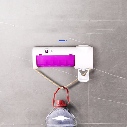 Toothbrush Sterilizer, Holder, Automatic Toothpaste Dispenser