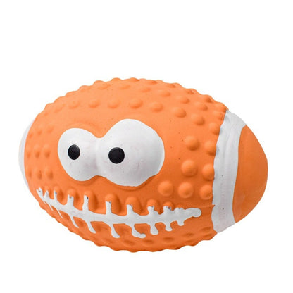 Latex Dog Chew Toy - Squeaky Rubber Football Ball