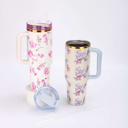 Portable Stainless Steel Car Tumbler with Straw, 1200ml
